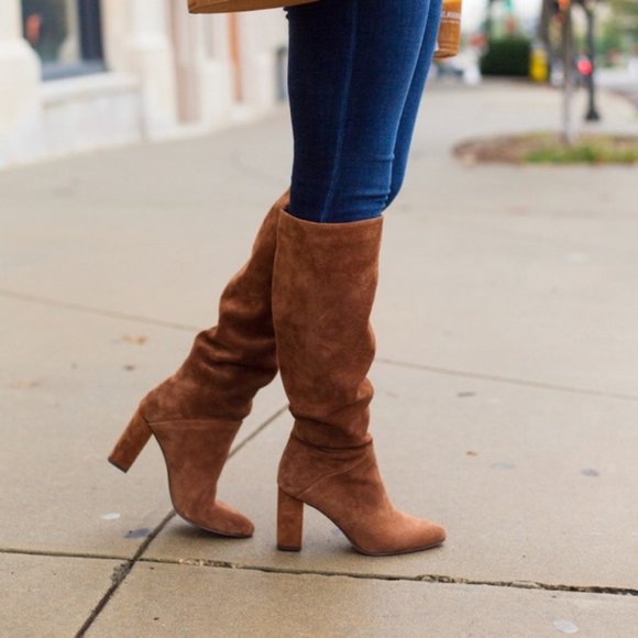 NEW Banana Republic $239 Midshaft Suede Slouchy Boot Nutmeg Brown - Picture 7 of 11